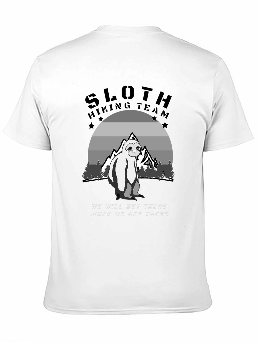 Sloth Hiking Team Black T-Shirt - Adventure Ready!