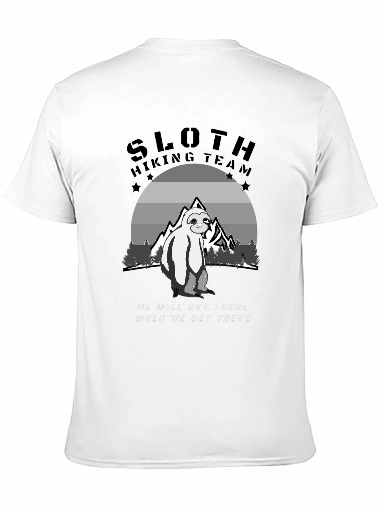 Sloth Hiking Team Black T-Shirt - Adventure Ready!