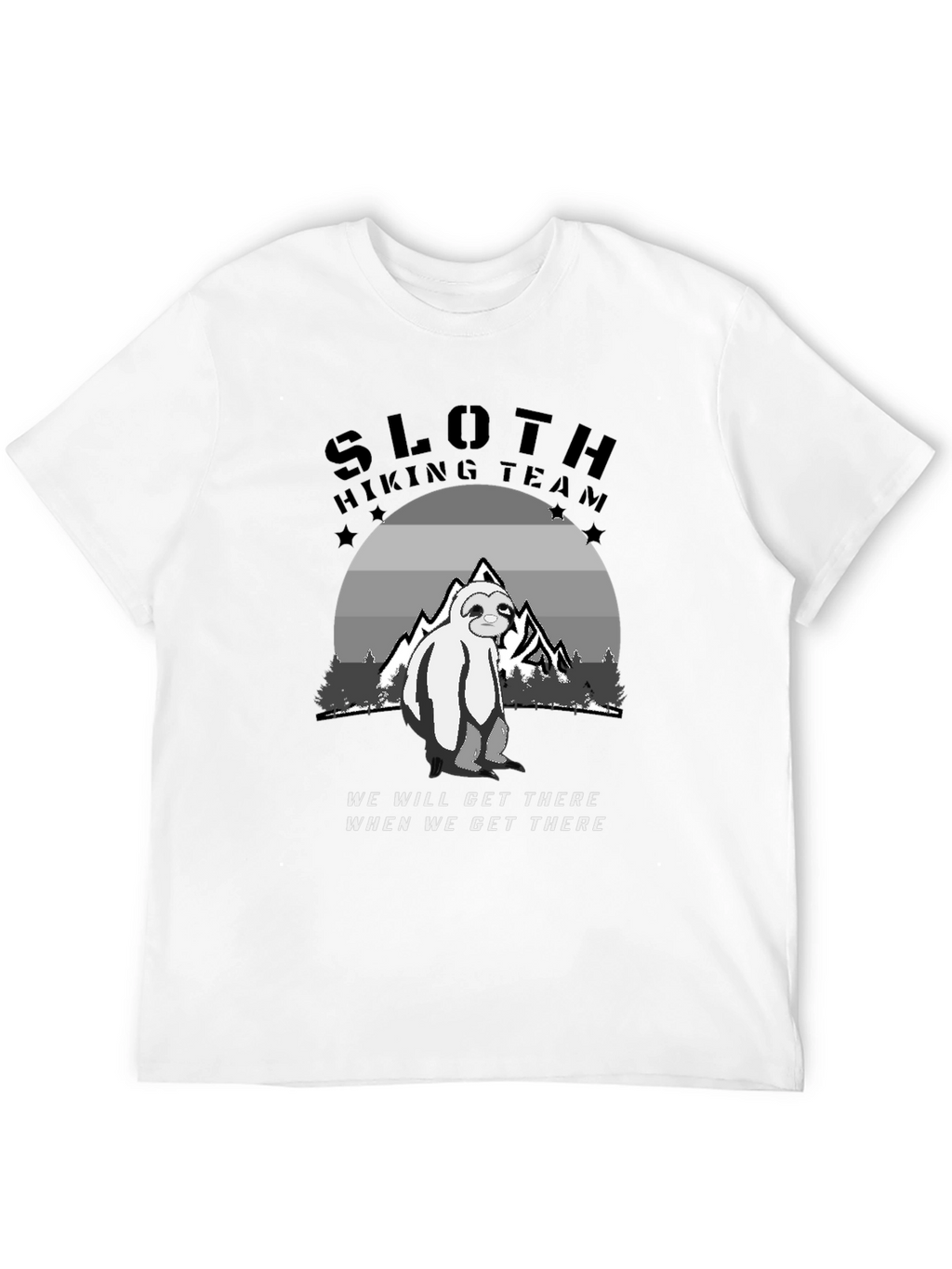 Sloth Hiking Team Black T-Shirt - Adventure Ready!