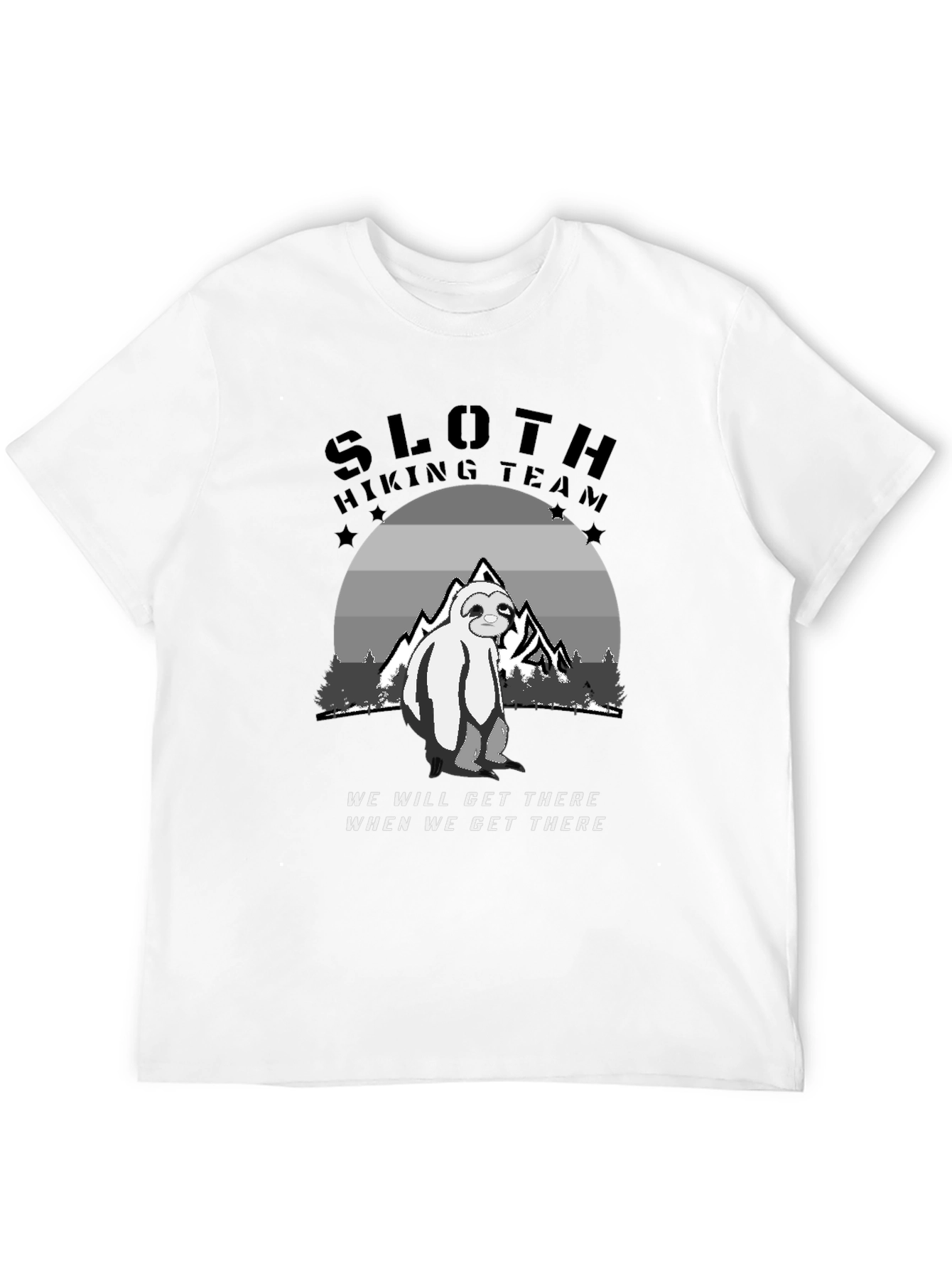 Sloth Hiking Team Black T-Shirt - Adventure Ready!