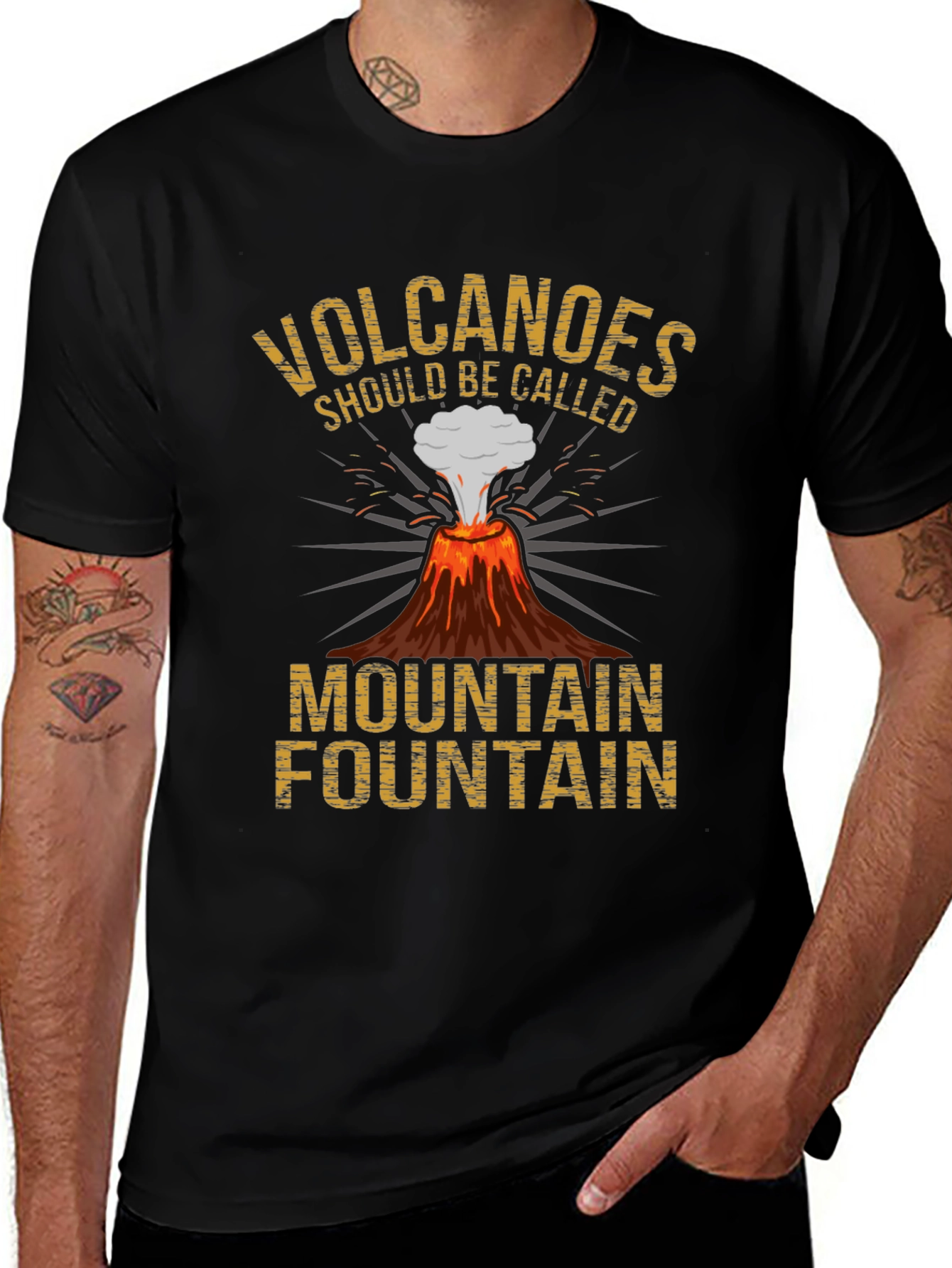 Volcanoes Funny Graphic Tee - Mountain Fountain