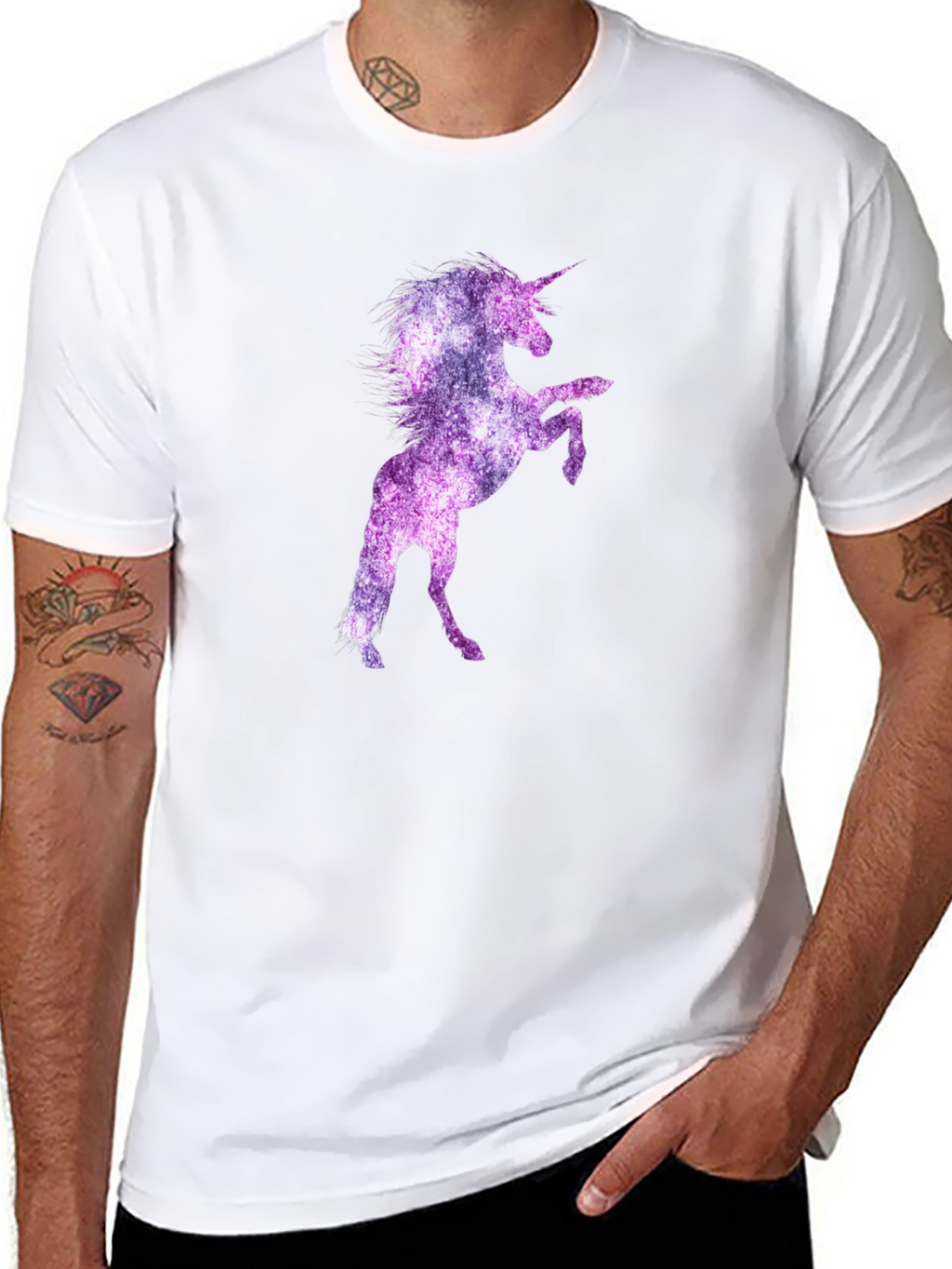 Unicorn Galaxy Graphic Print Black T-Shirt