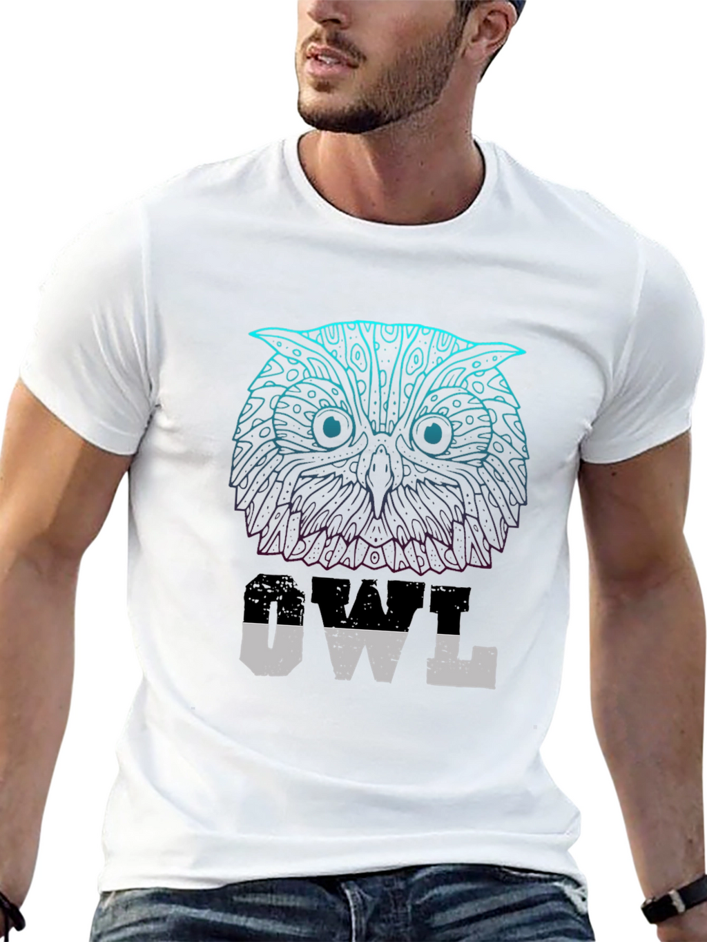 Owl Graphic Print T-Shirt - Casual Wear