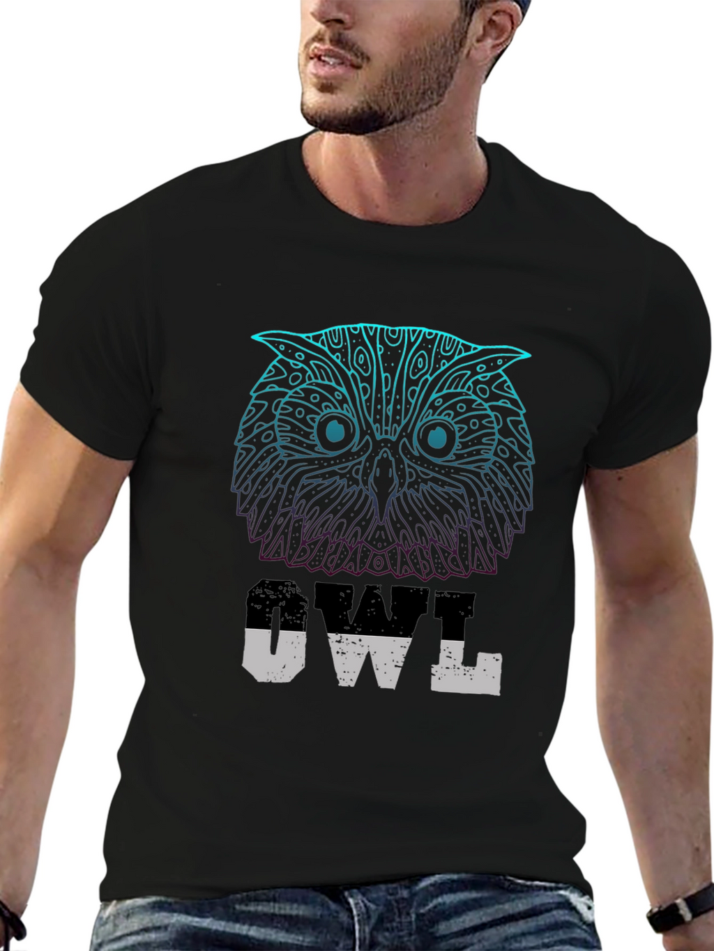 Owl Graphic Print T-Shirt - Casual Wear