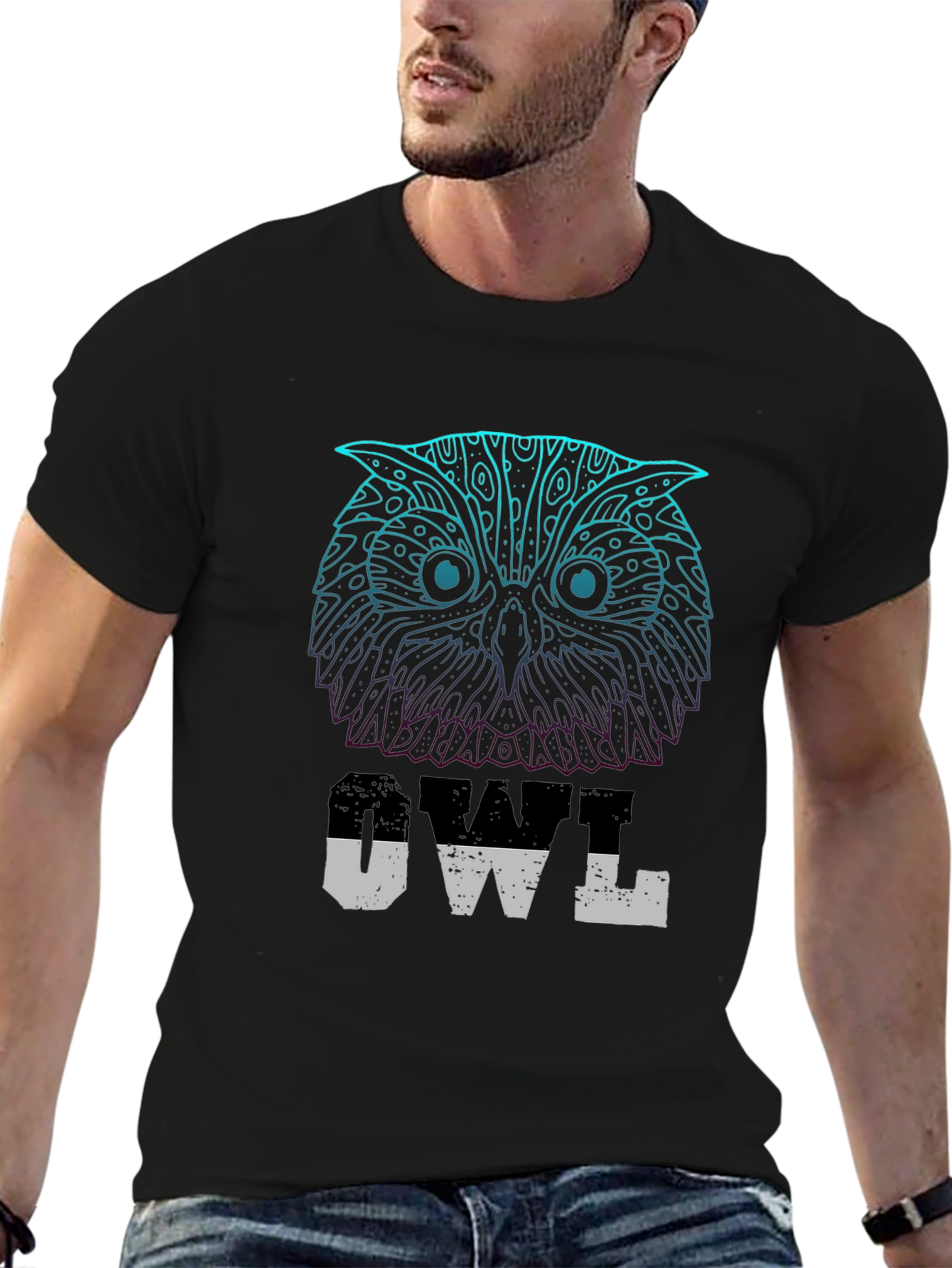 Owl Graphic Print T-Shirt - Casual Wear