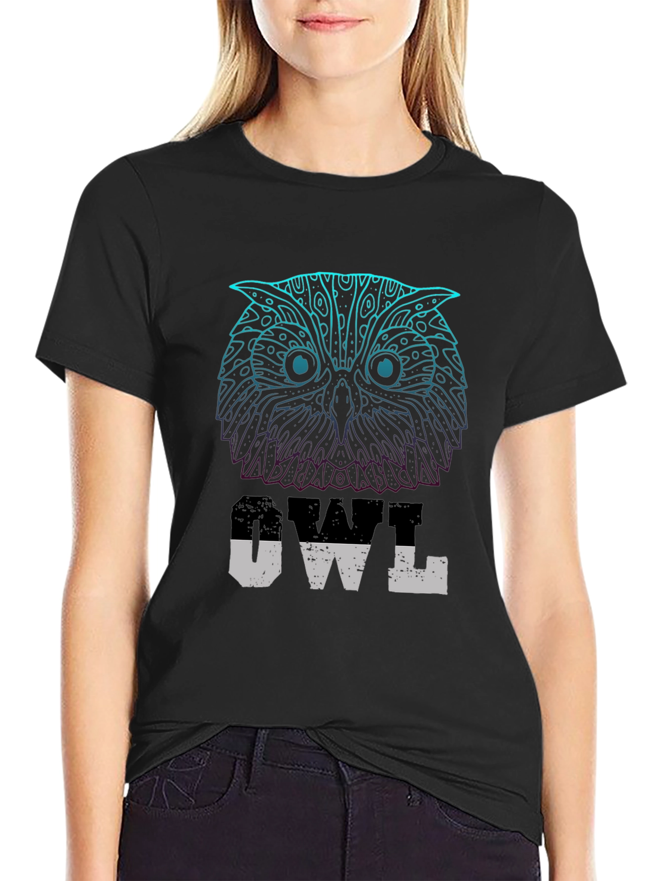Owl Graphic Print T-Shirt - Casual Wear