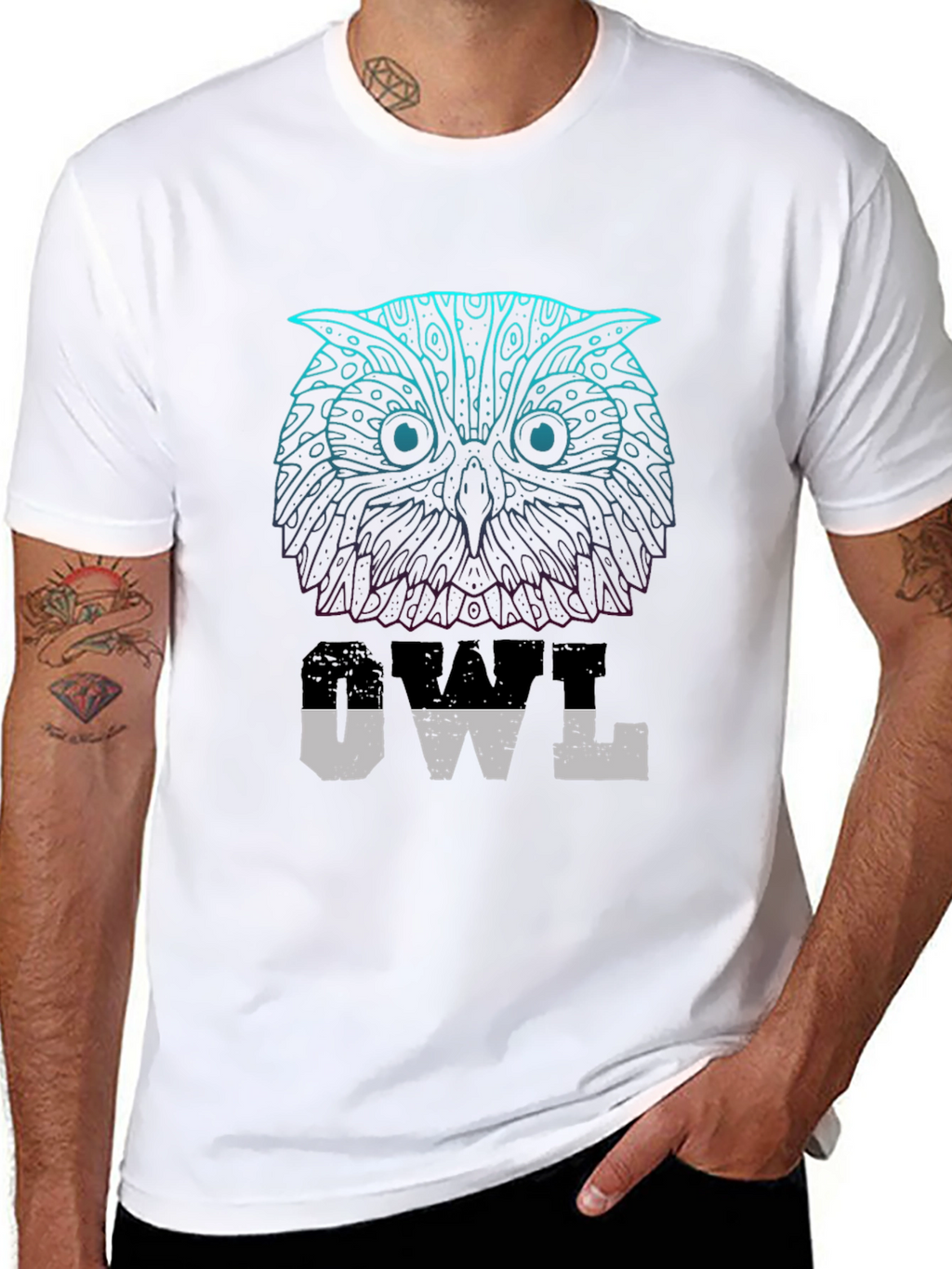 Owl Graphic Print T-Shirt - Casual Wear