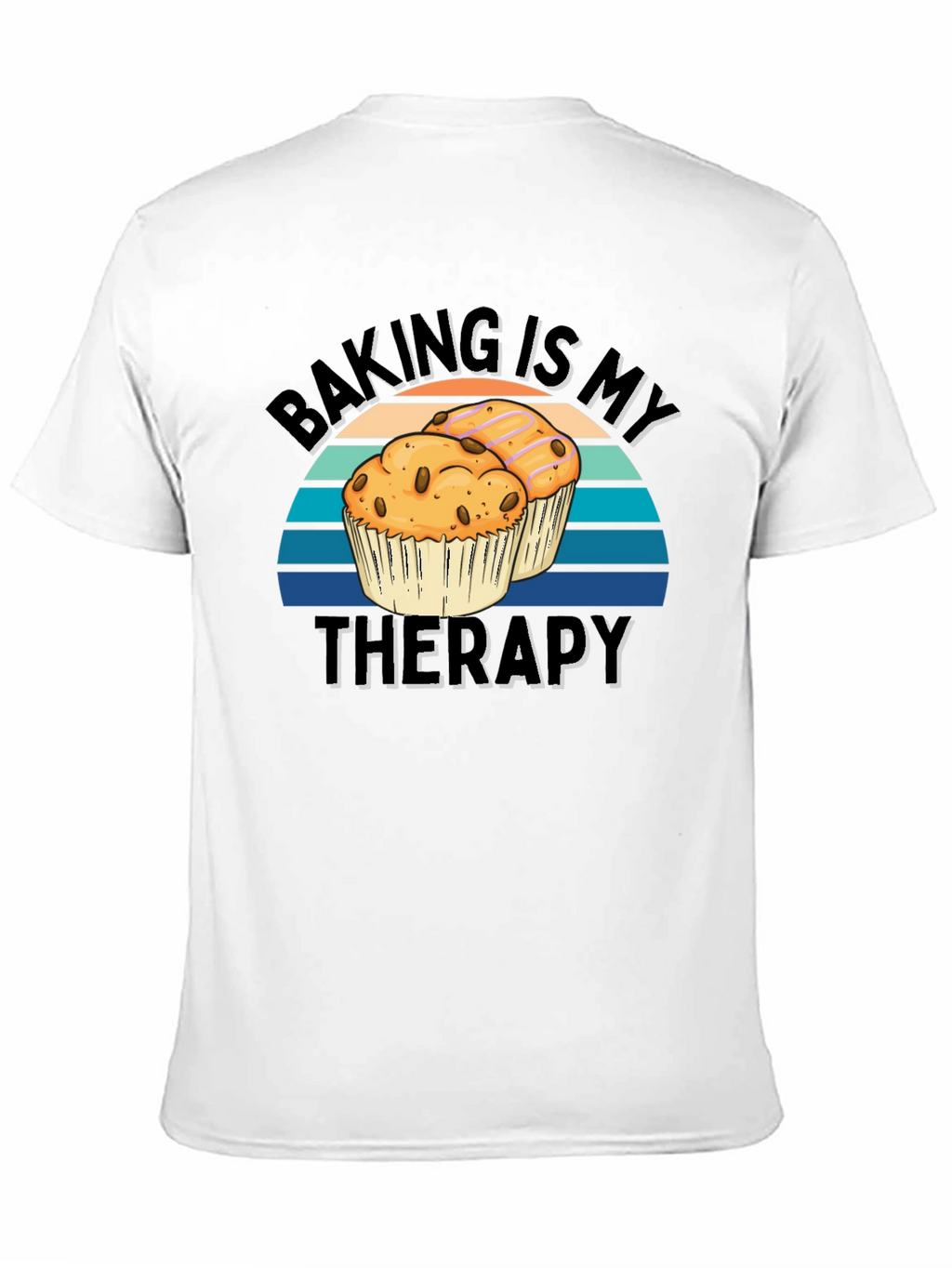 Baking Is My Therapy Black T-Shirt - Muffin Design