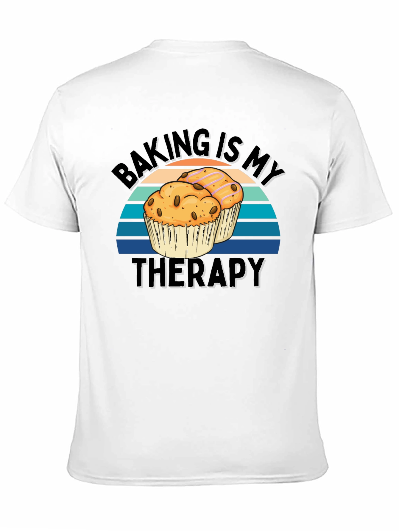Baking Is My Therapy Black T-Shirt - Muffin Design
