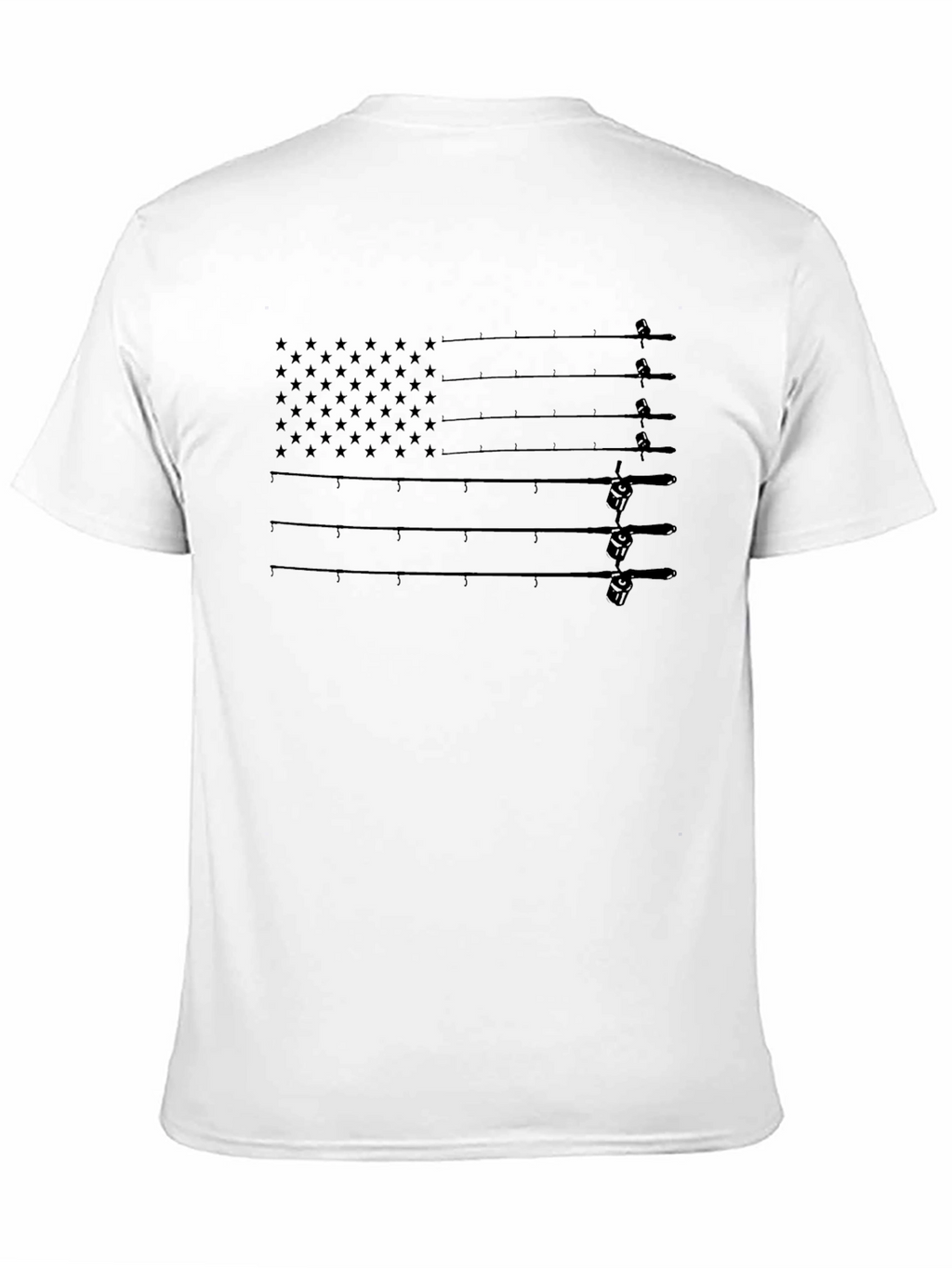Fishing Rod Flag Graphic T-Shirt - Patriotic Angler Tee