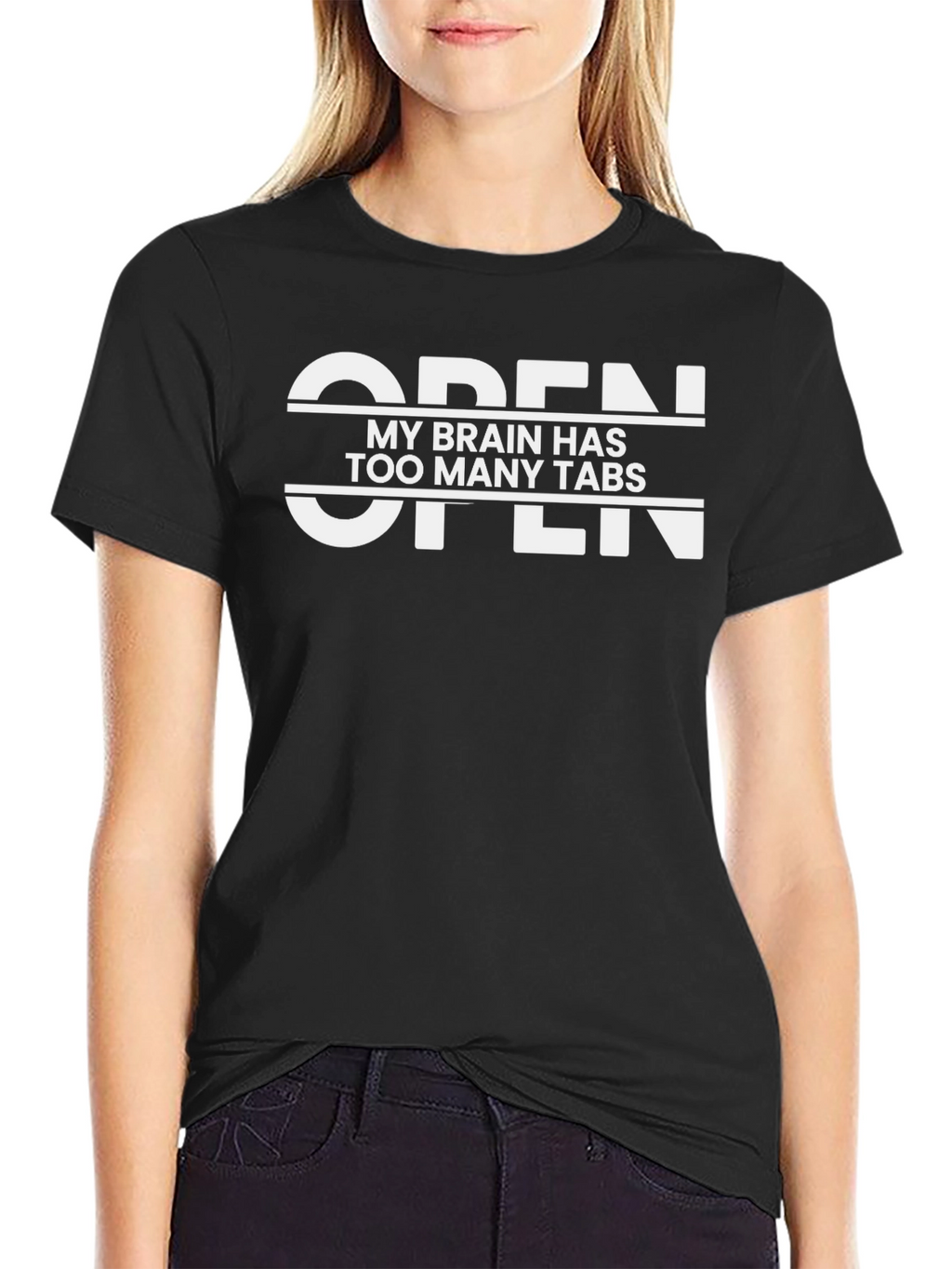 Open Too Many Tabs Graphic T-Shirt - Black