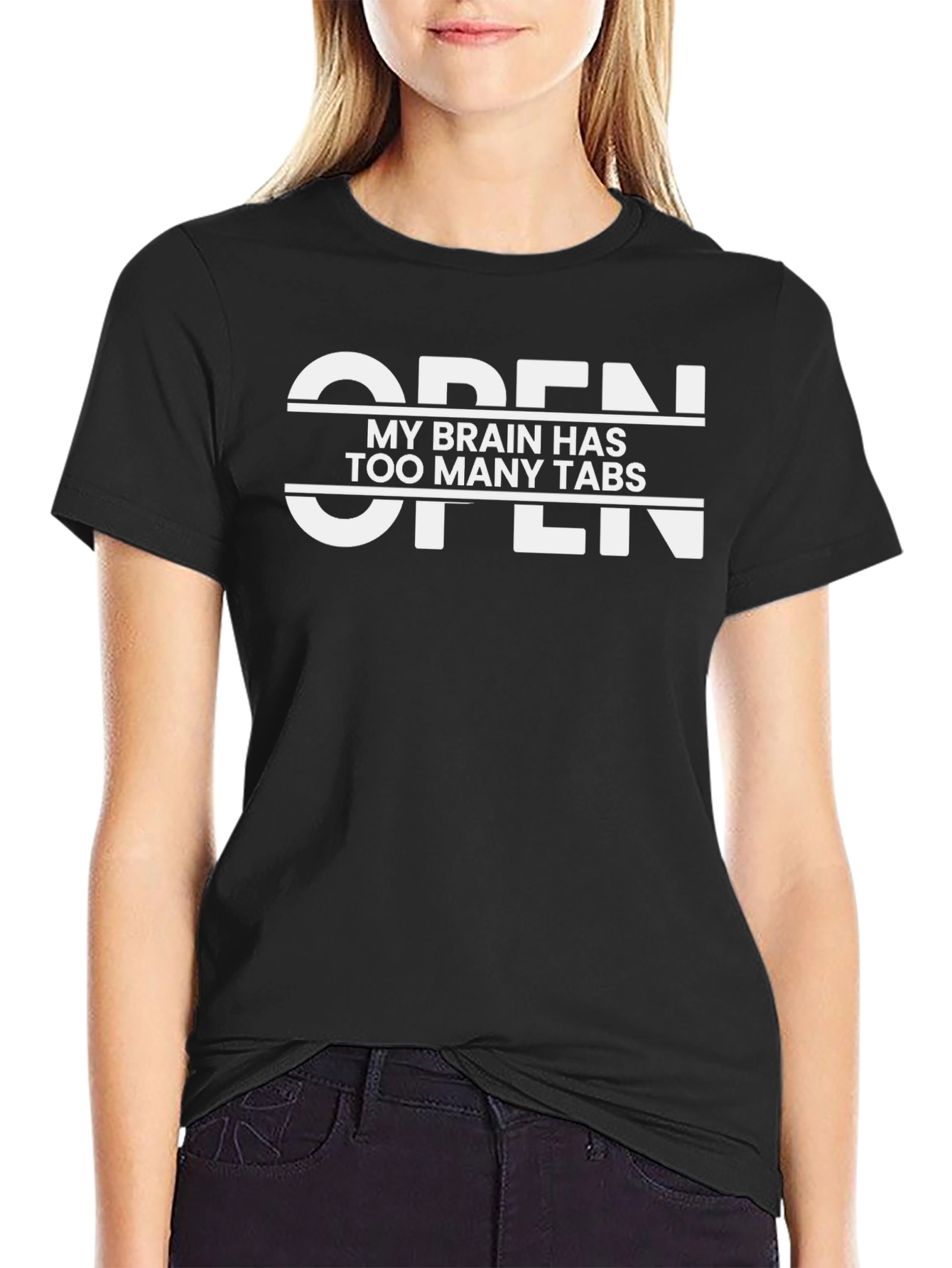 Open Too Many Tabs Graphic T-Shirt - Black