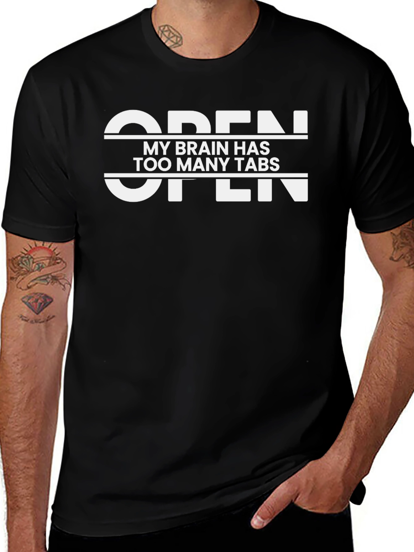 Open Too Many Tabs Graphic T-Shirt - Black