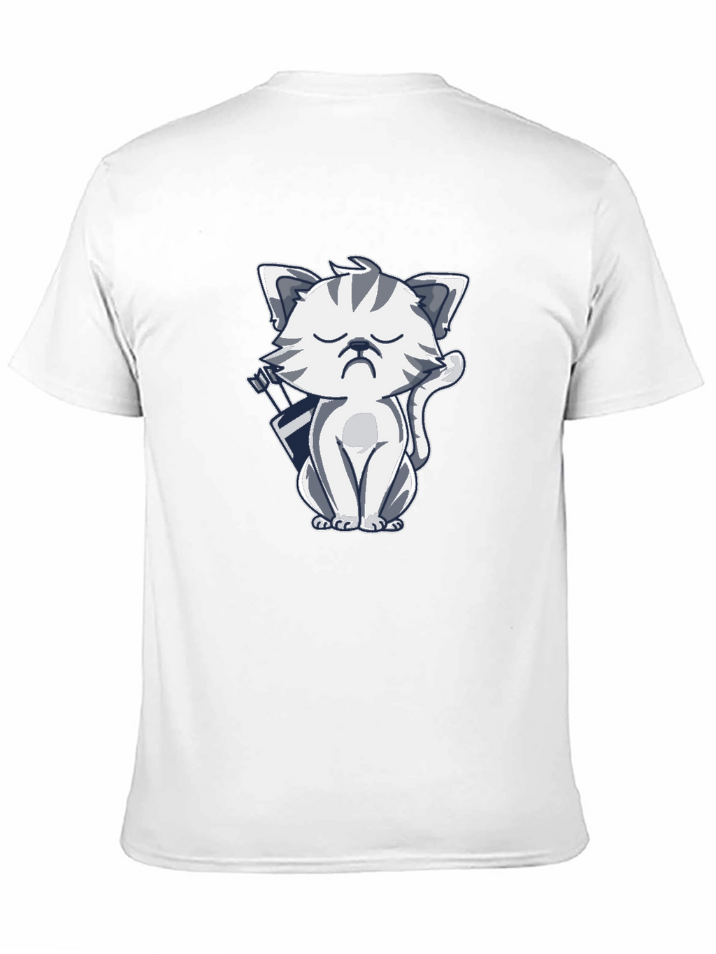 Grumpy Archer Cat Graphic T-Shirt - Black