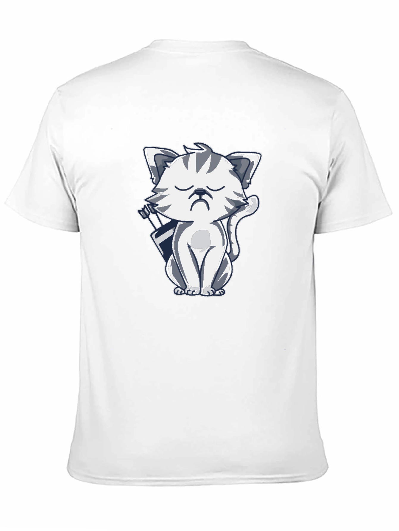 Grumpy Archer Cat Graphic T-Shirt - Black