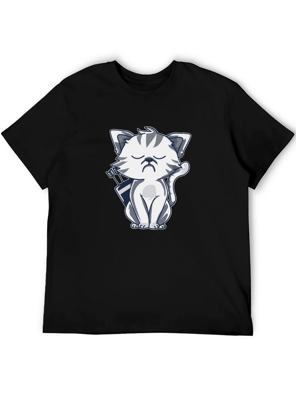 Grumpy Archer Cat Graphic T-Shirt - Black