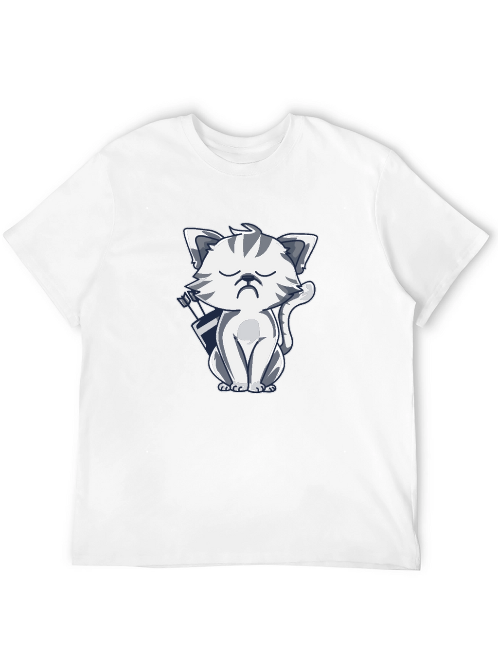 Grumpy Archer Cat Graphic T-Shirt - Black