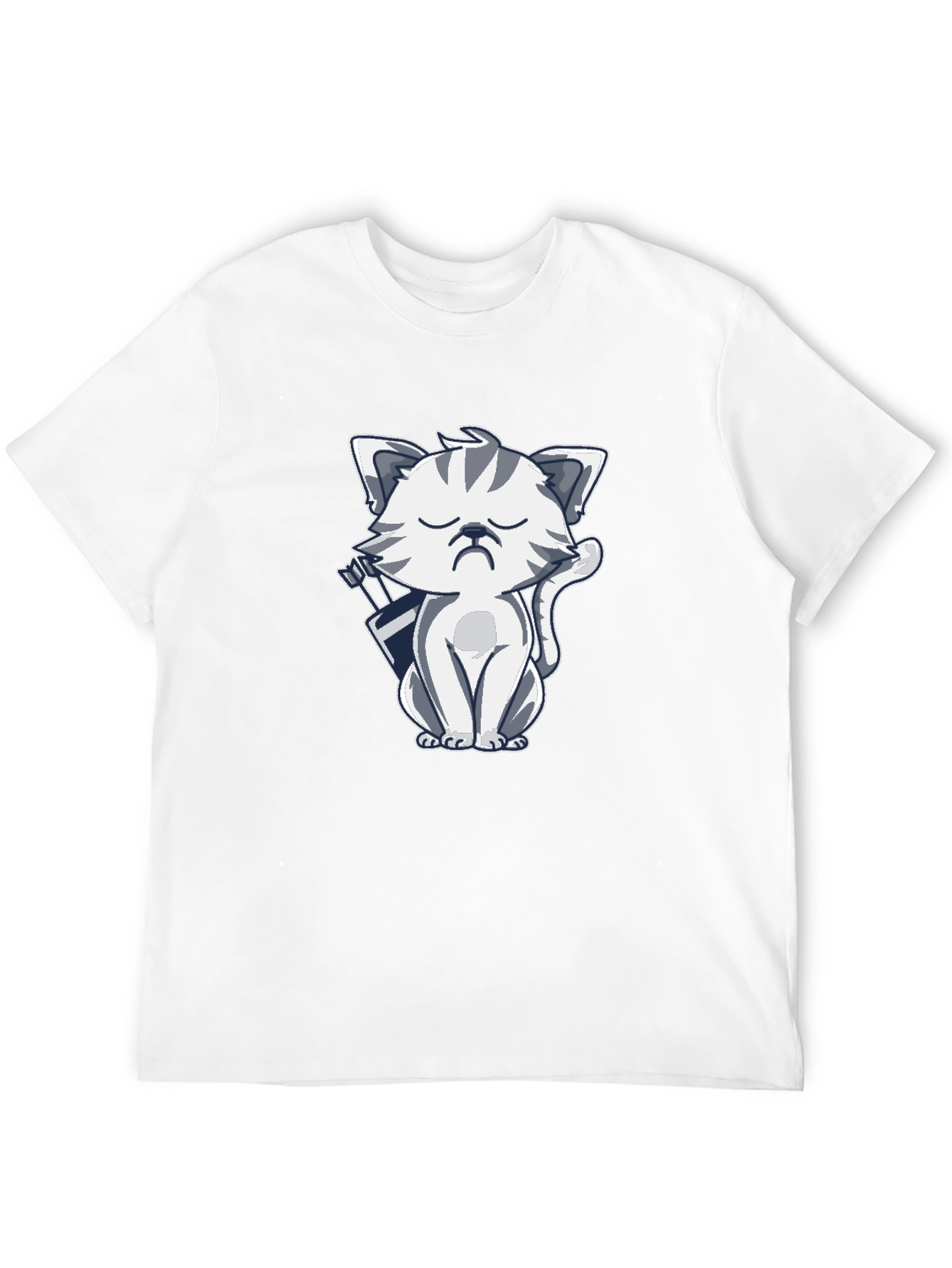 Grumpy Archer Cat Graphic T-Shirt - Black