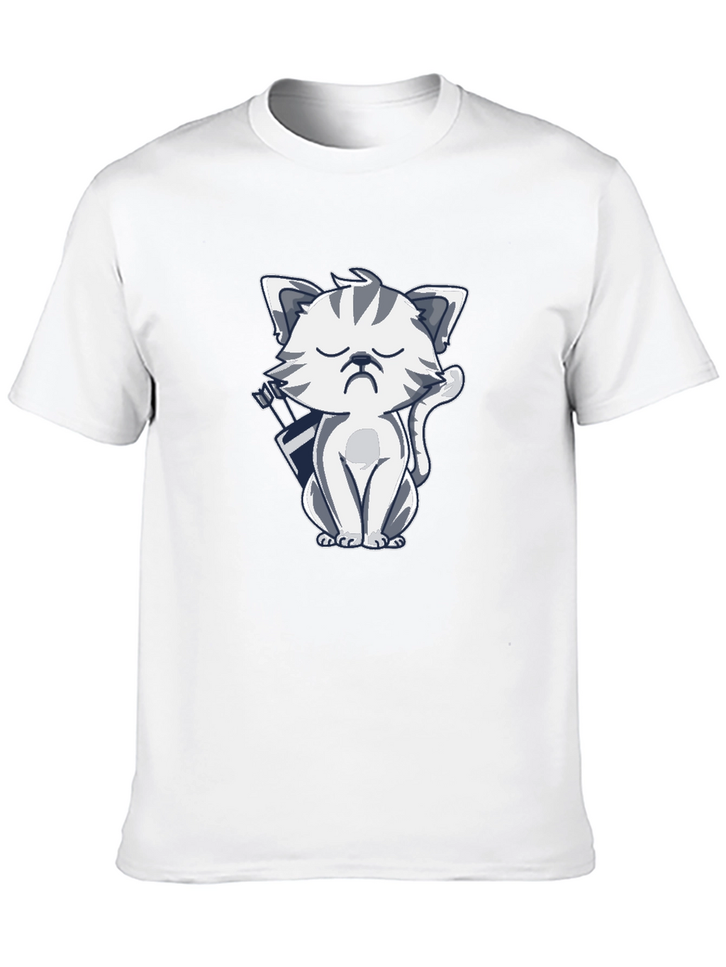 Grumpy Archer Cat Graphic T-Shirt - Black