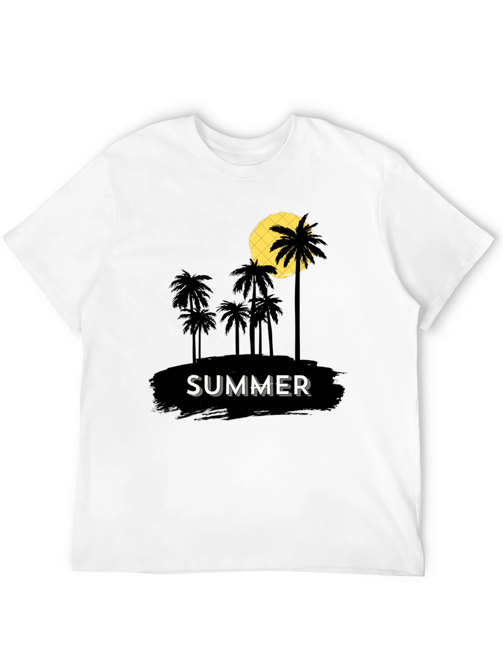 Summer Palm Tree Graphic T-Shirt - Black