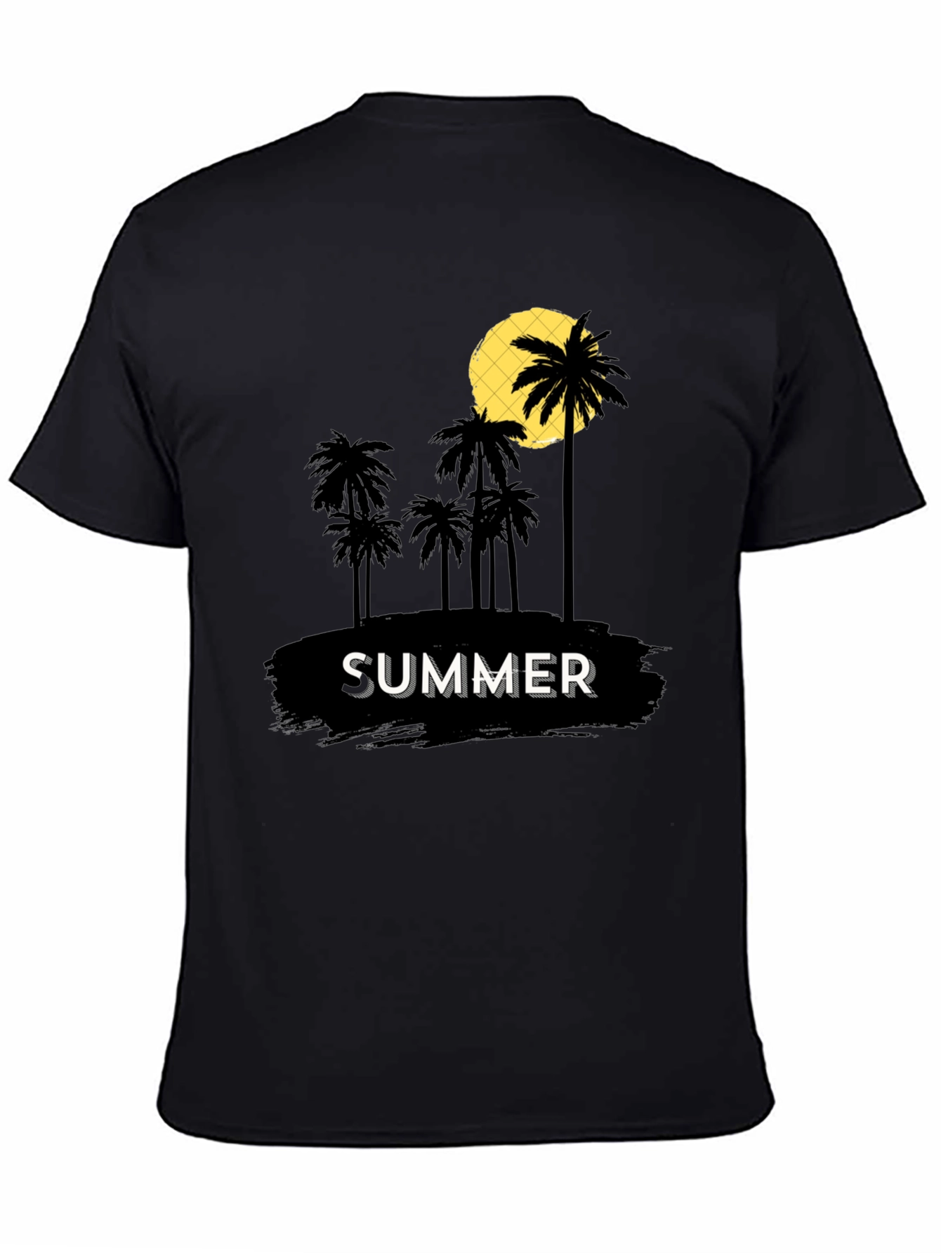 Summer Palm Tree Graphic T-Shirt - Black