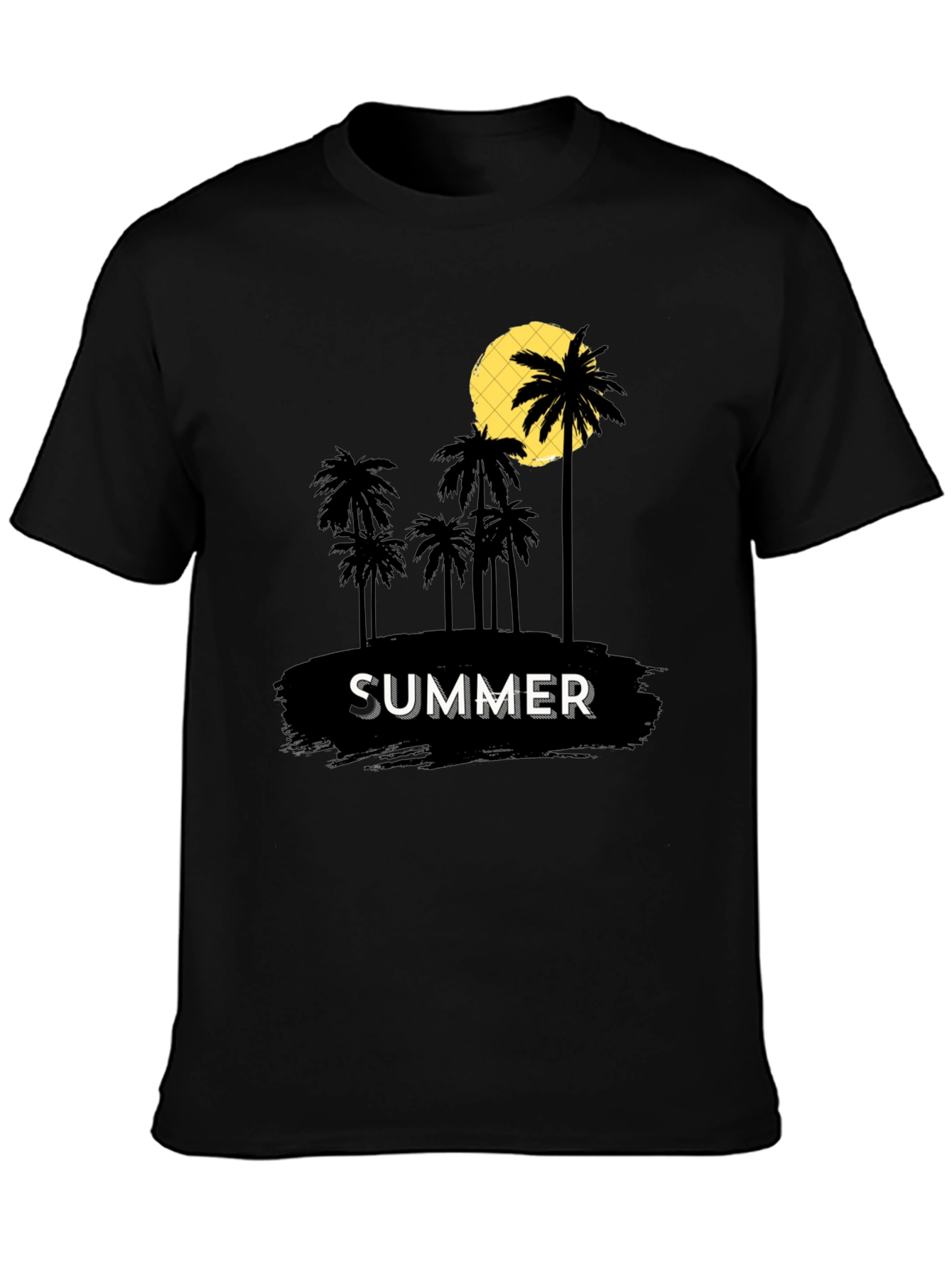 Summer Palm Tree Graphic T-Shirt - Black