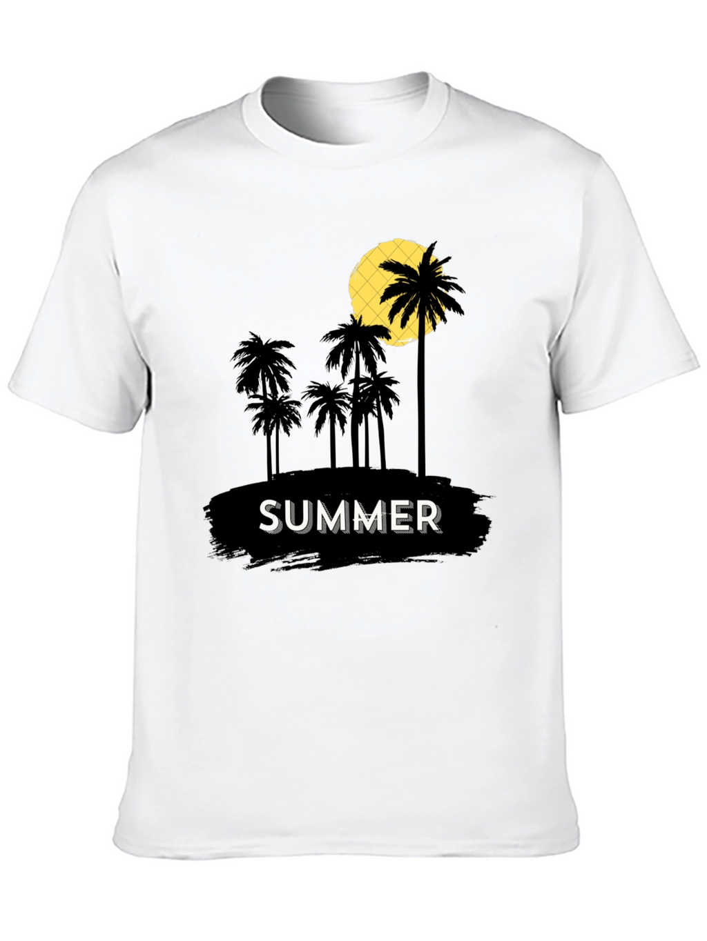 Summer Palm Tree Graphic T-Shirt - Black