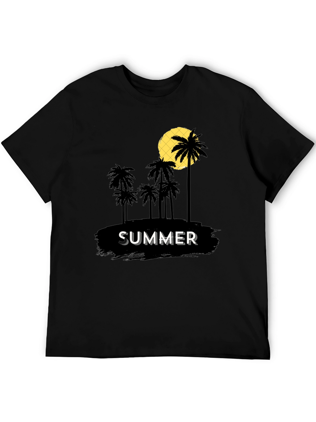 Summer Palm Tree Graphic T-Shirt - Black