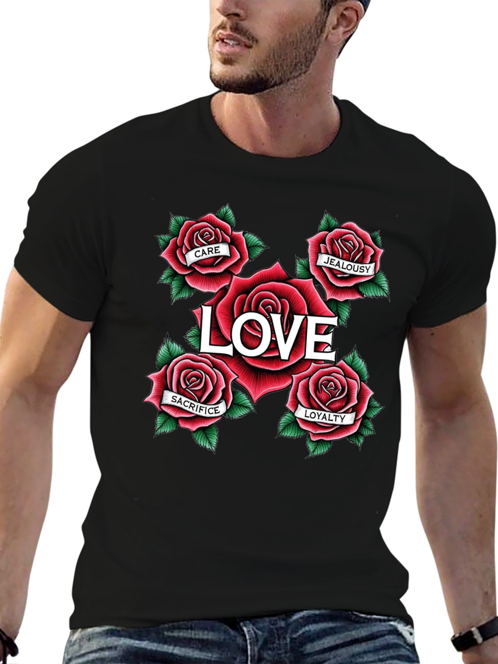 Love Rose Tattoo Graphic Tee