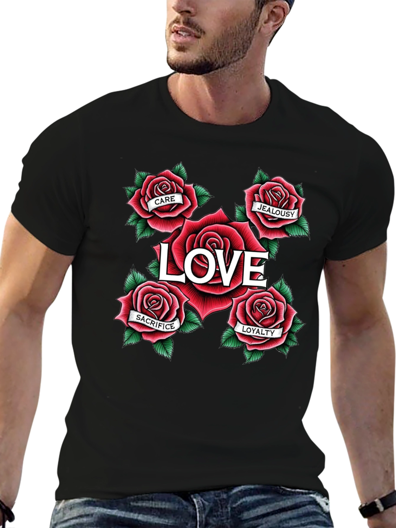 Love Rose Tattoo Graphic Tee