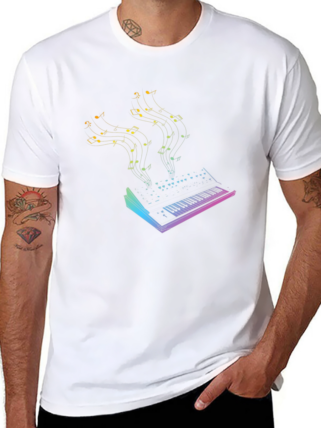 Music Synth Graphic Tee - Black