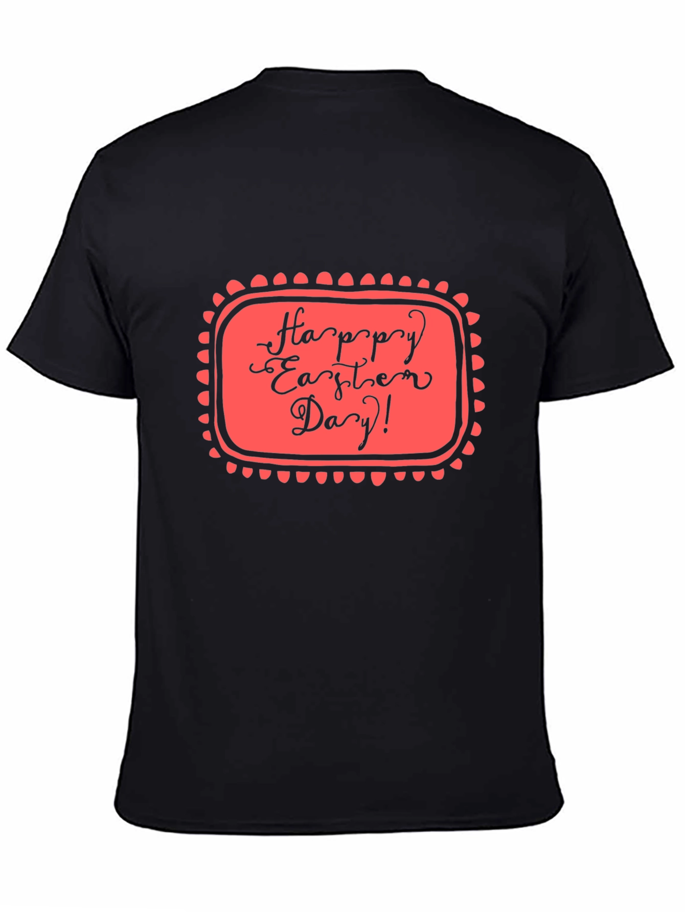 Happy Easter Day Graphic Tee - Black Casual T-Shirt