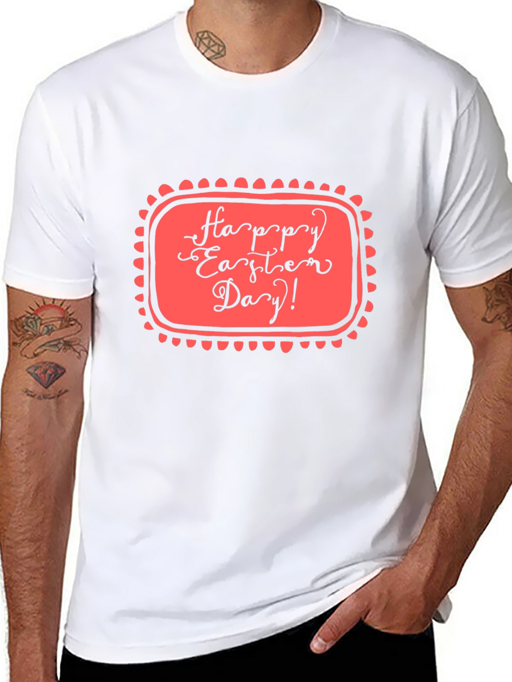 Happy Easter Day Graphic Tee - Black Casual T-Shirt