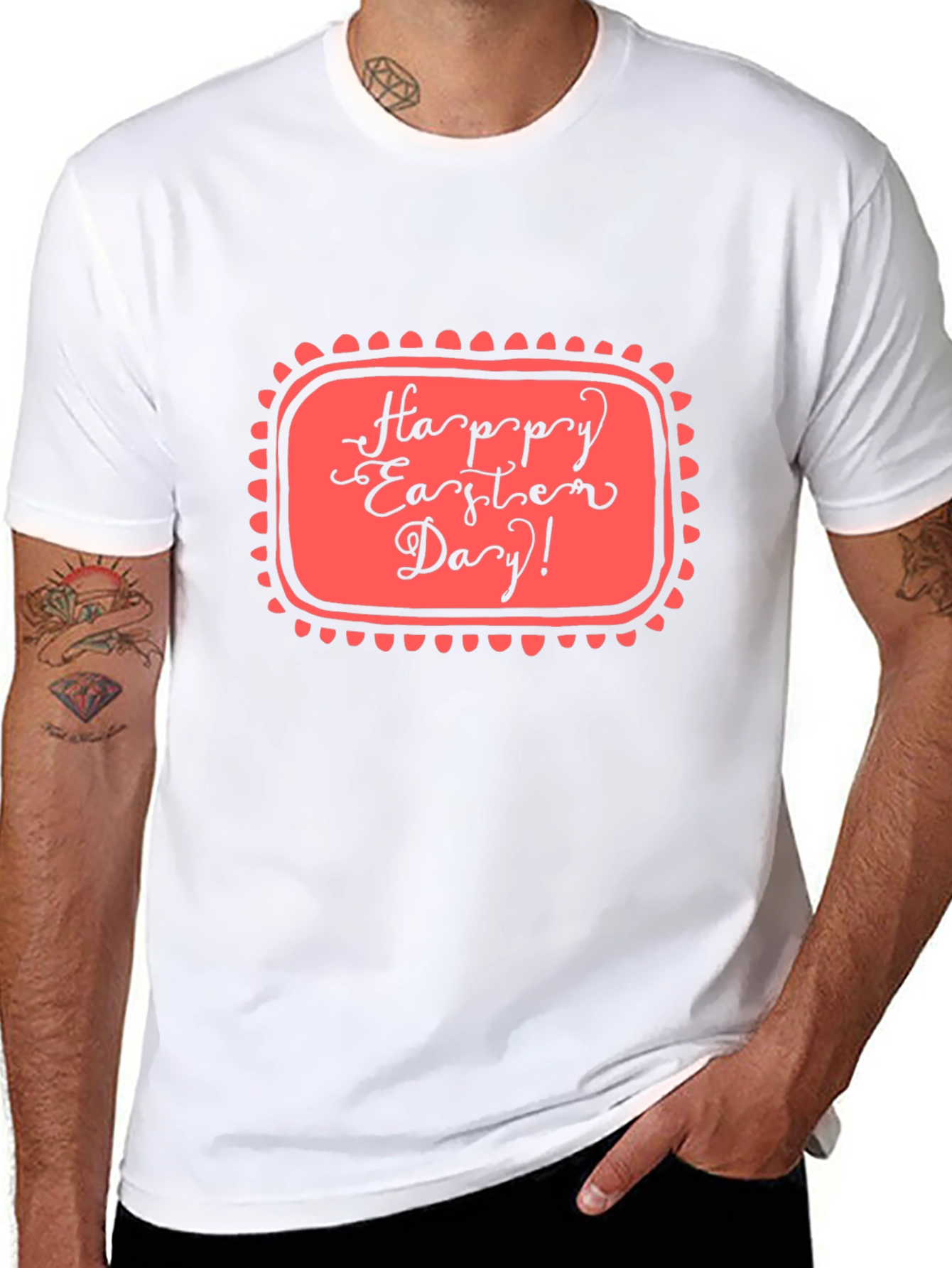Happy Easter Day Graphic Tee - Black Casual T-Shirt