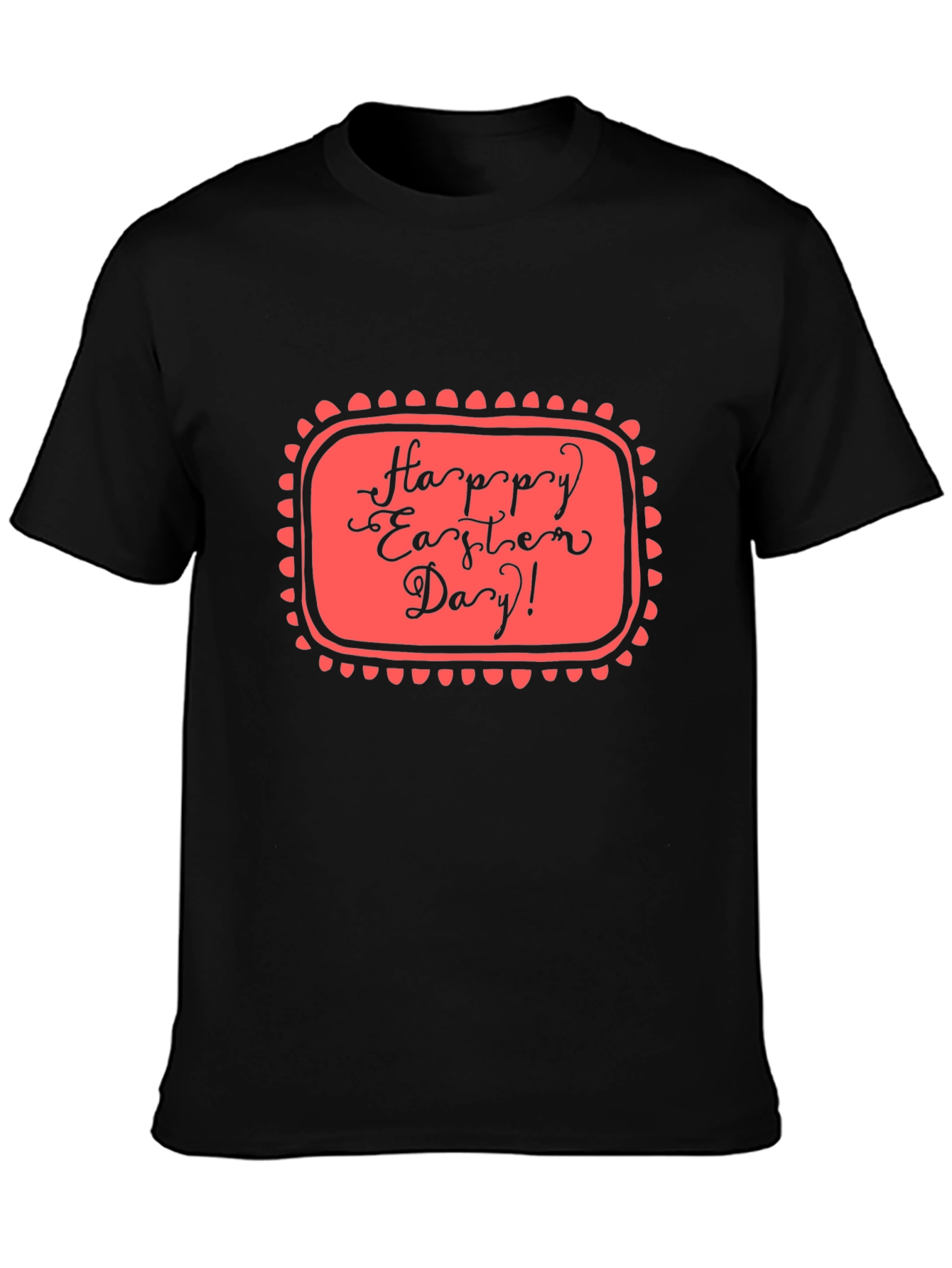 Happy Easter Day Graphic Tee - Black Casual T-Shirt