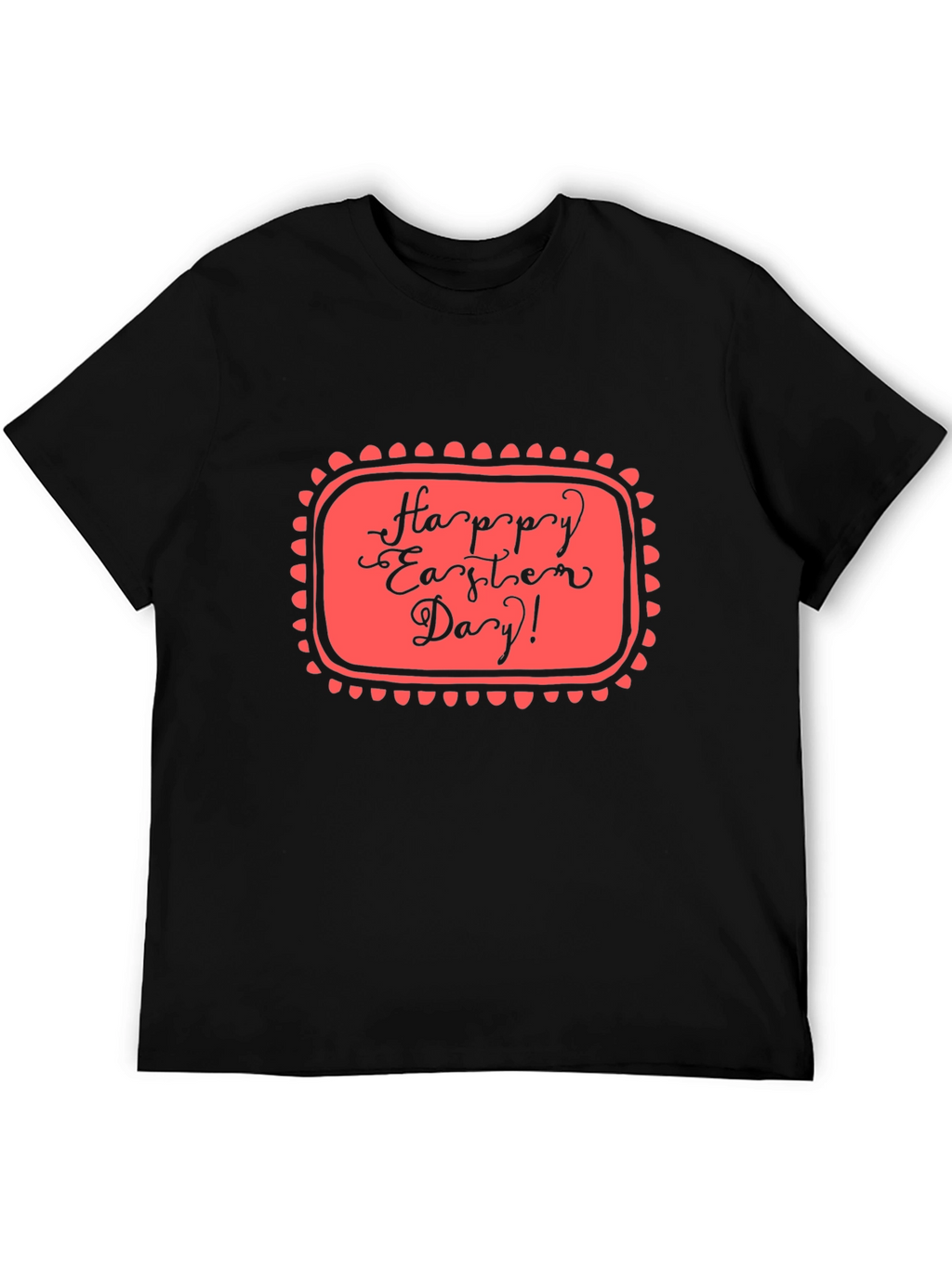 Happy Easter Day Graphic Tee - Black Casual T-Shirt