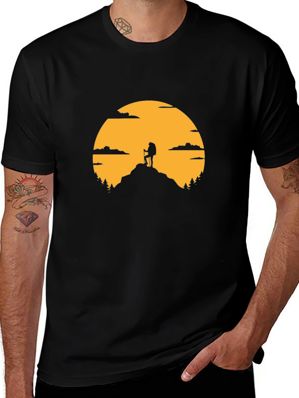 Hiking Silhouette Graphic T-Shirt