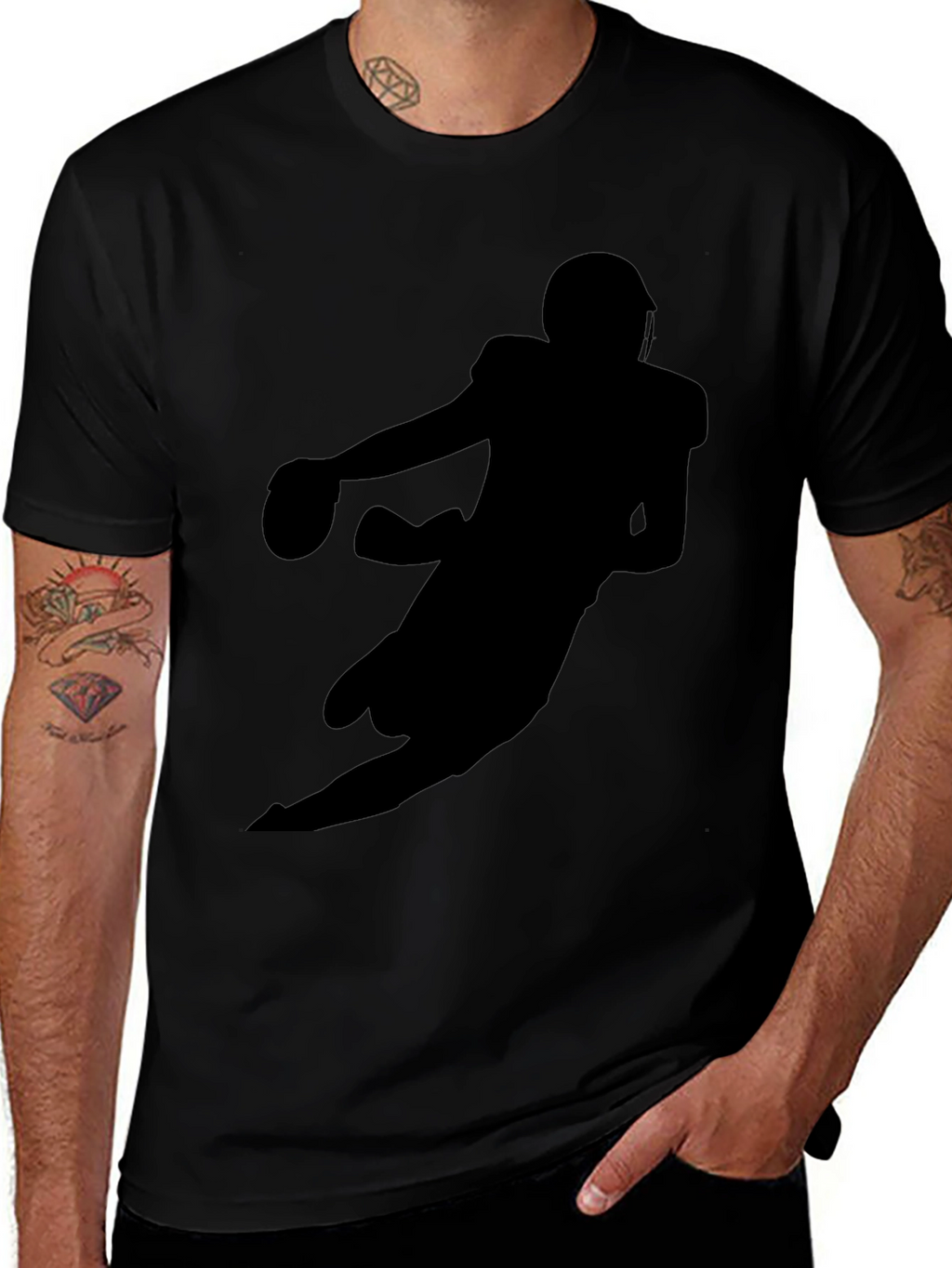 Football Silhouette Black T-Shirt