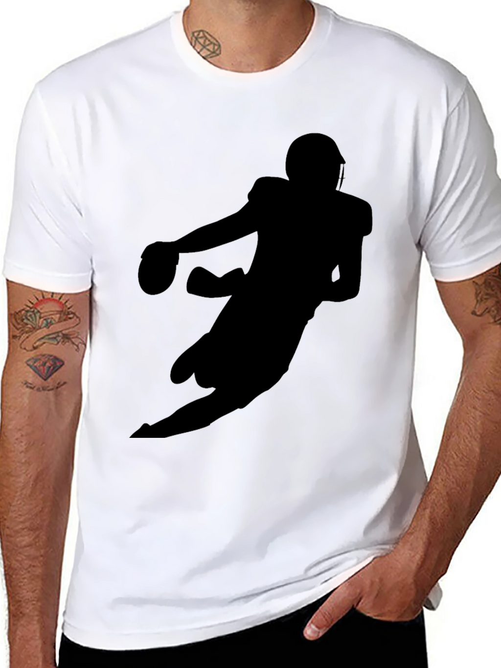Football Silhouette Black T-Shirt