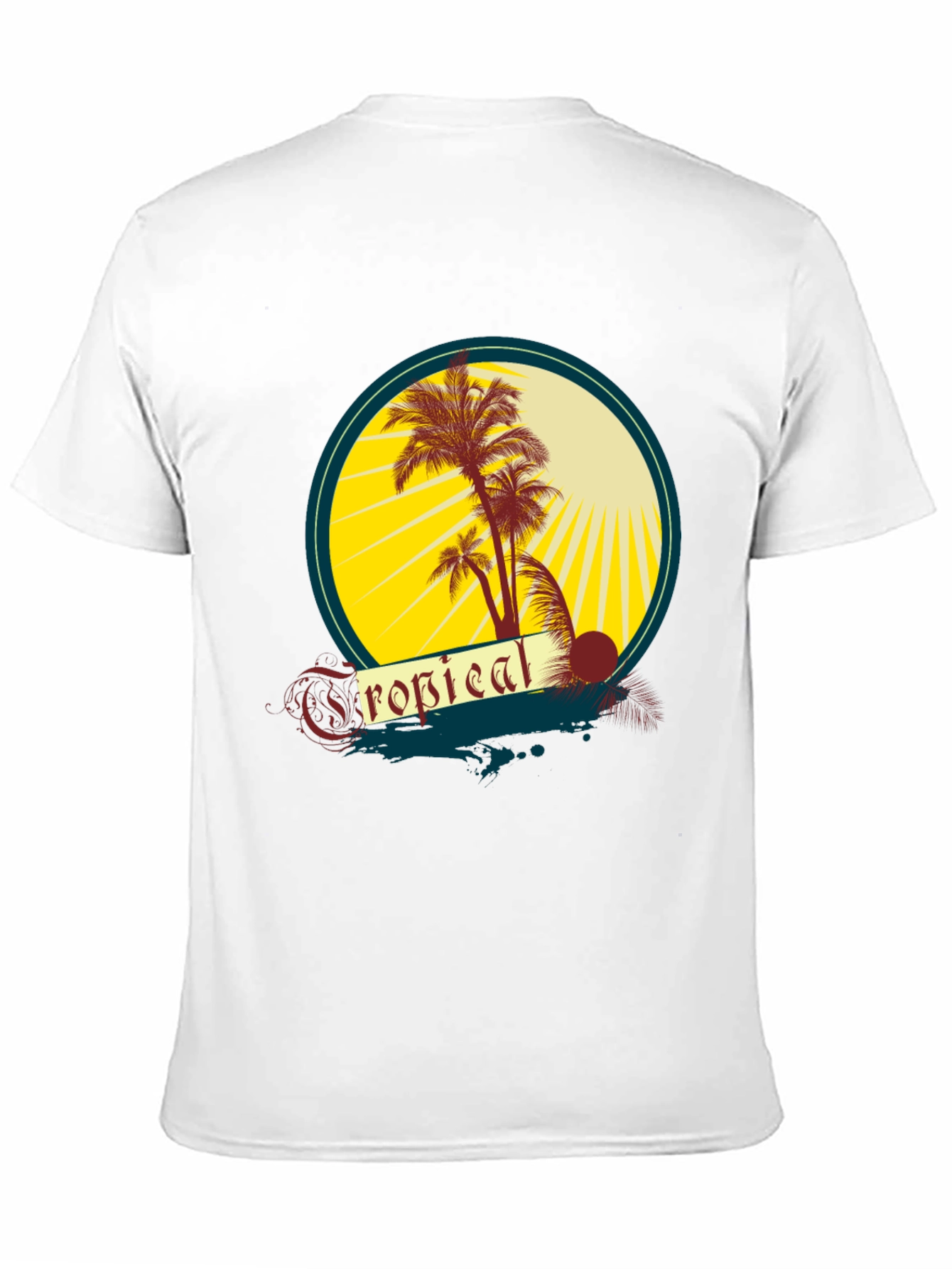 Tropical Palms Graphic Tee - Black Cotton T-Shirt
