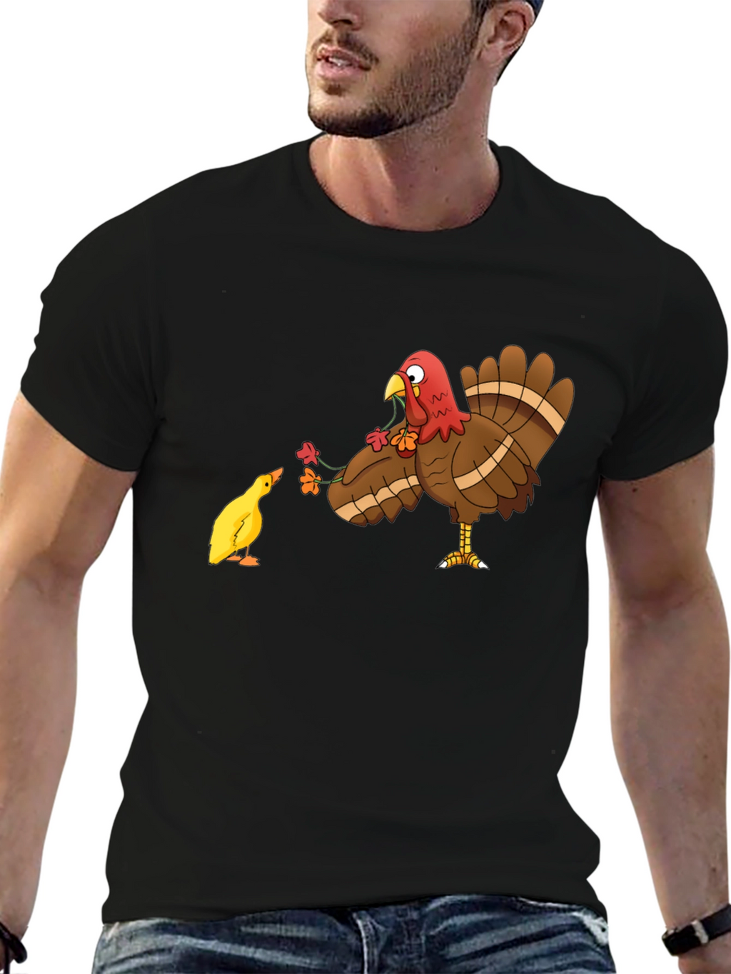 Thanksgiving Turkey & Chick T-Shirt - Holiday Graphic Tee