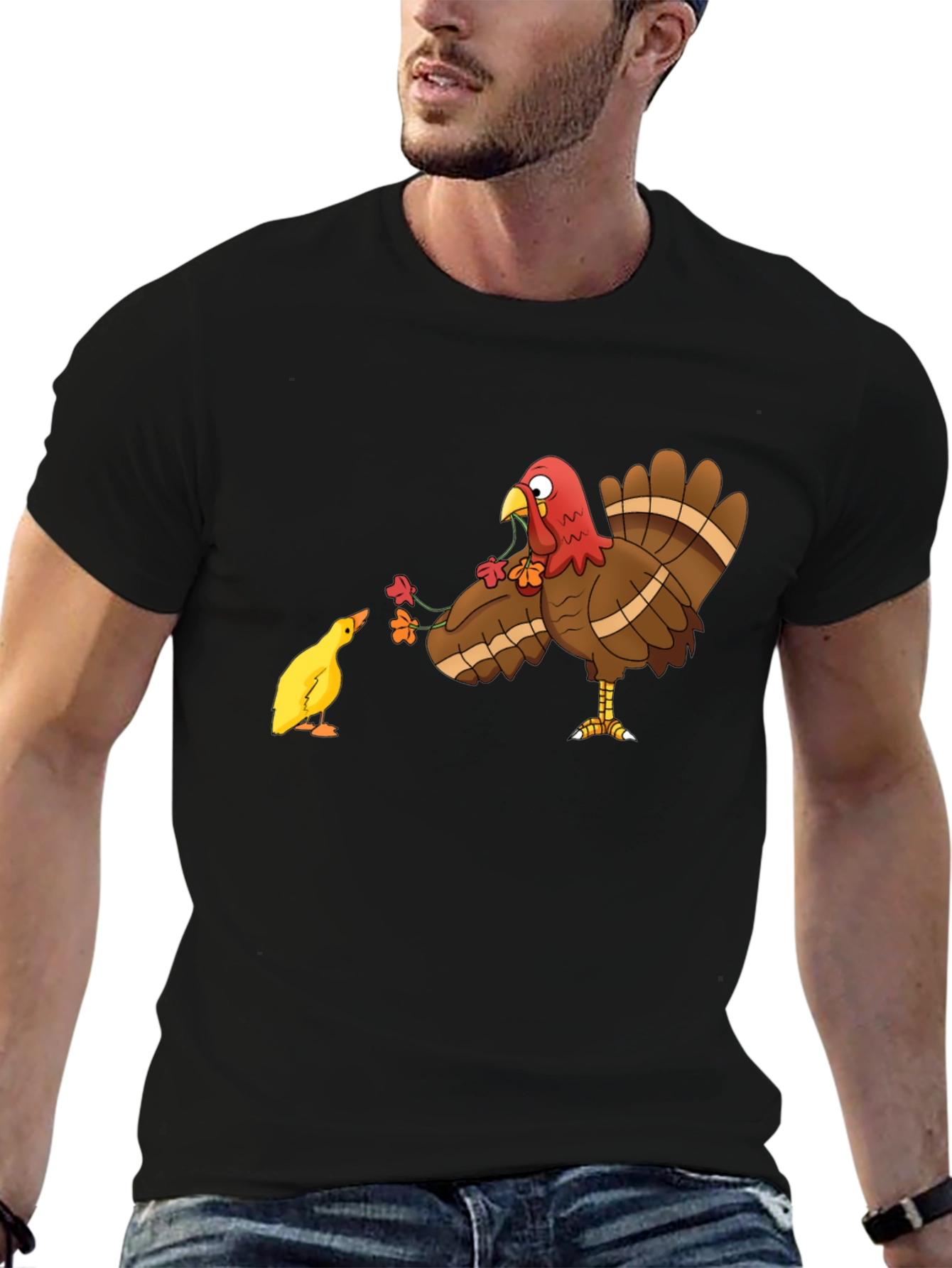Thanksgiving Turkey & Chick T-Shirt - Holiday Graphic Tee