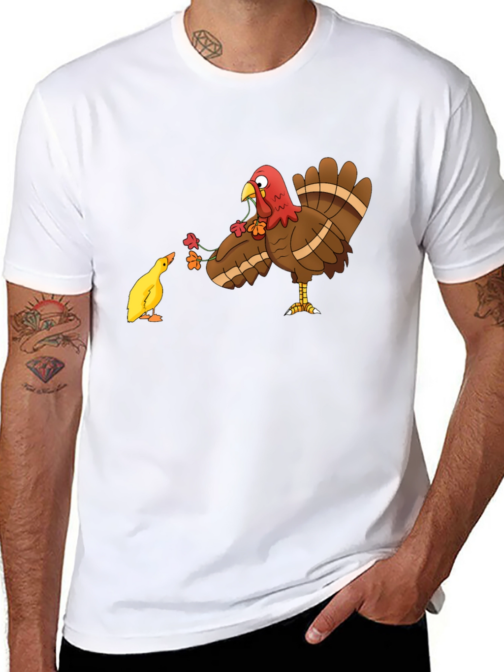Thanksgiving Turkey & Chick T-Shirt - Holiday Graphic Tee