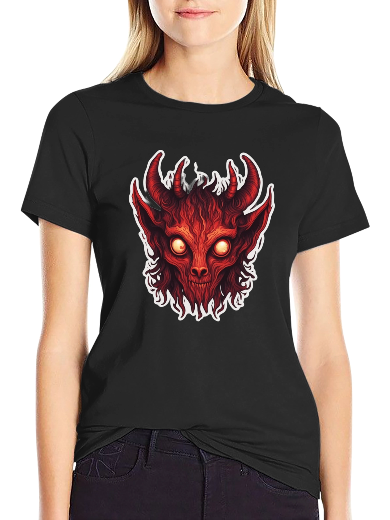 Mens Black T-Shirt with Devil Graphic