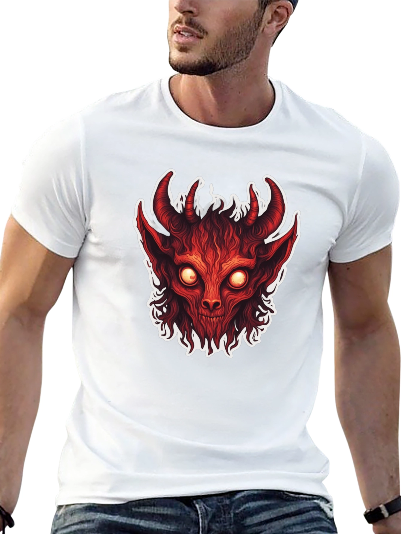 Mens Black T-Shirt with Devil Graphic