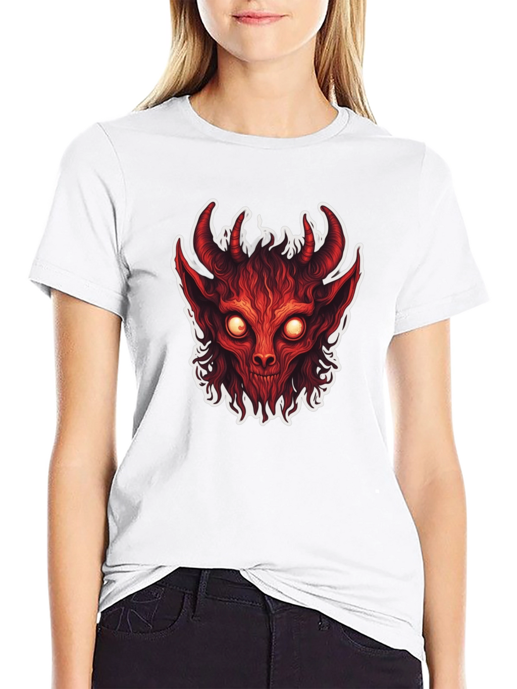 Mens Black T-Shirt with Devil Graphic