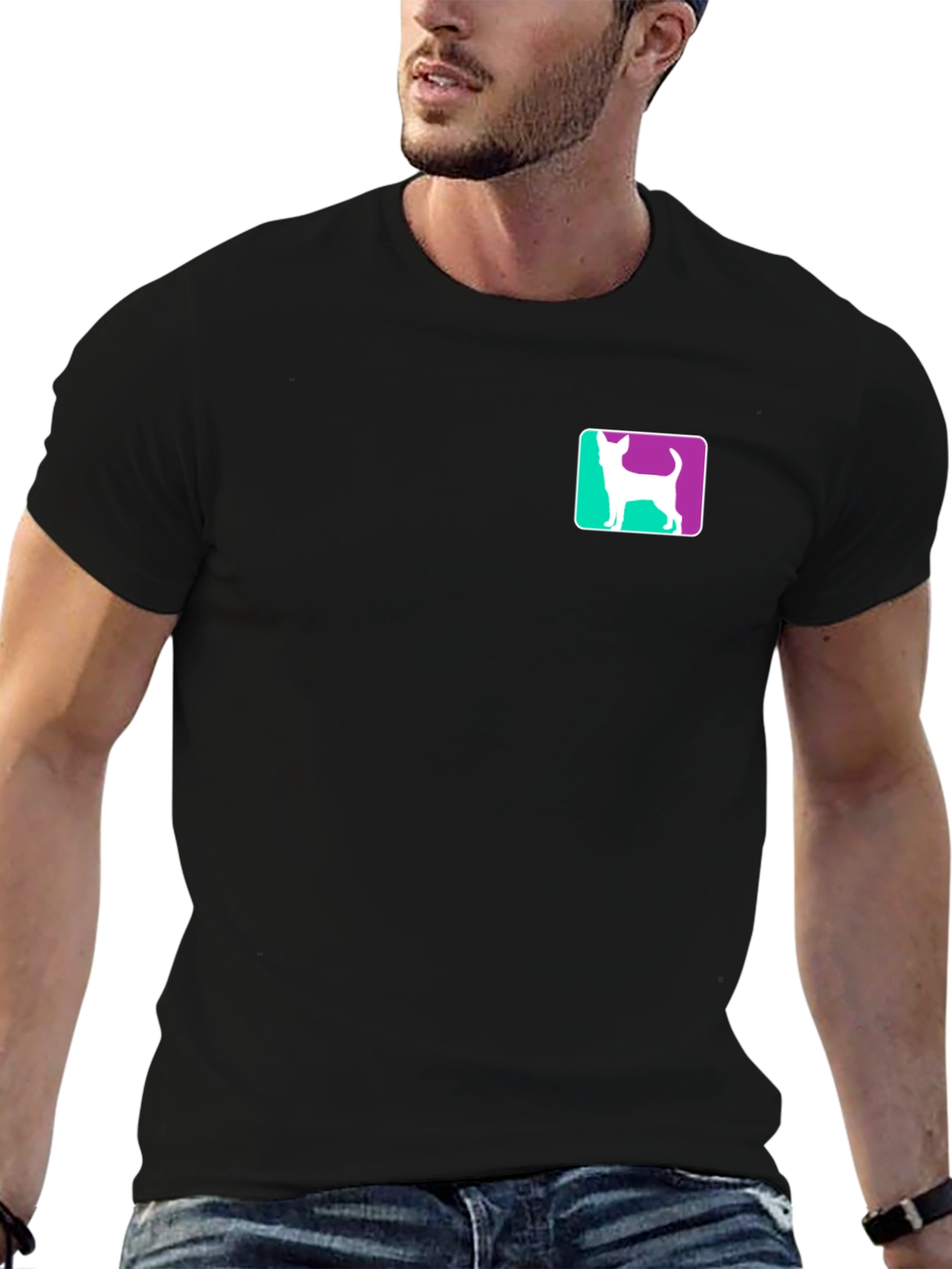 Dog Silhouette Graphic T-Shirt - Black