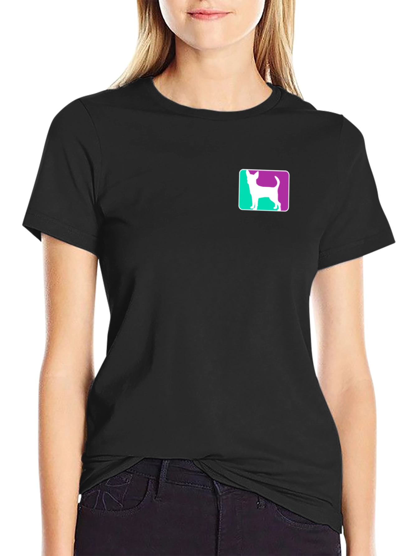Dog Silhouette Graphic T-Shirt - Black