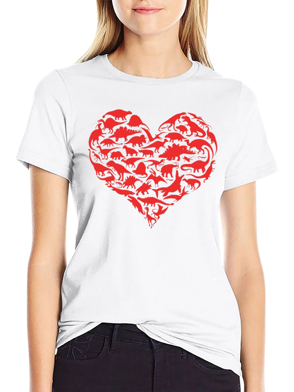 Dinosaur Heart Graphic Black T-Shirt