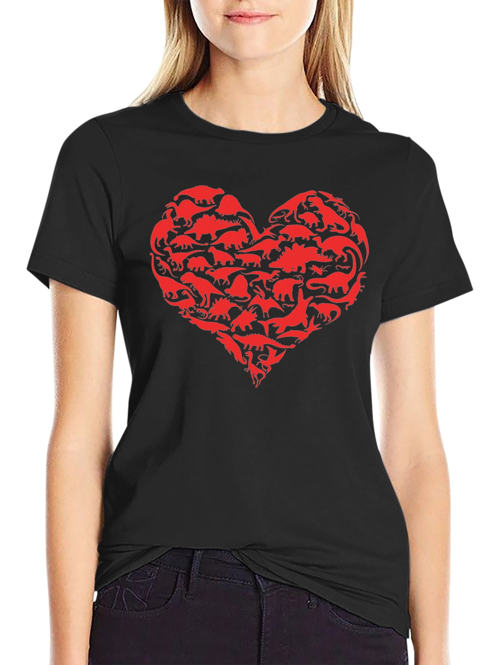 Dinosaur Heart Graphic Black T-Shirt